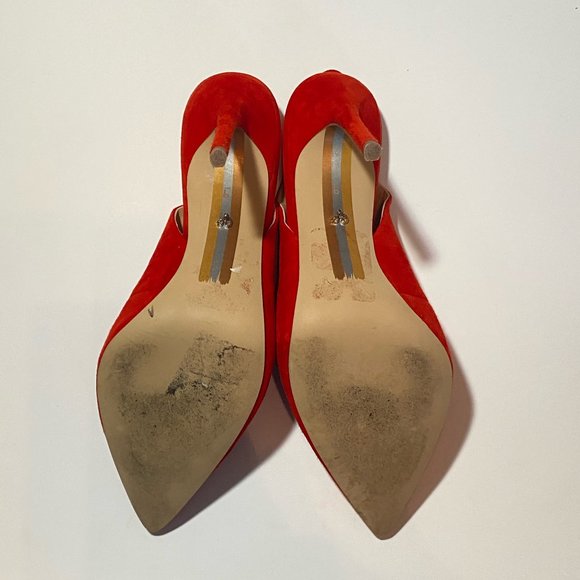 SAM EDELMAN Dierdra Slingback Pump | Women's Size 9 M | Red Suede - Picture 4 of 5